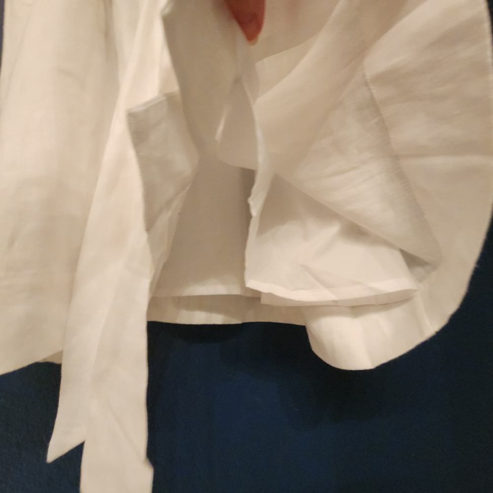 EQUIPMENT Bernyce Belted Linen Mini Dress In White Size 4 - Picture 11 of 16